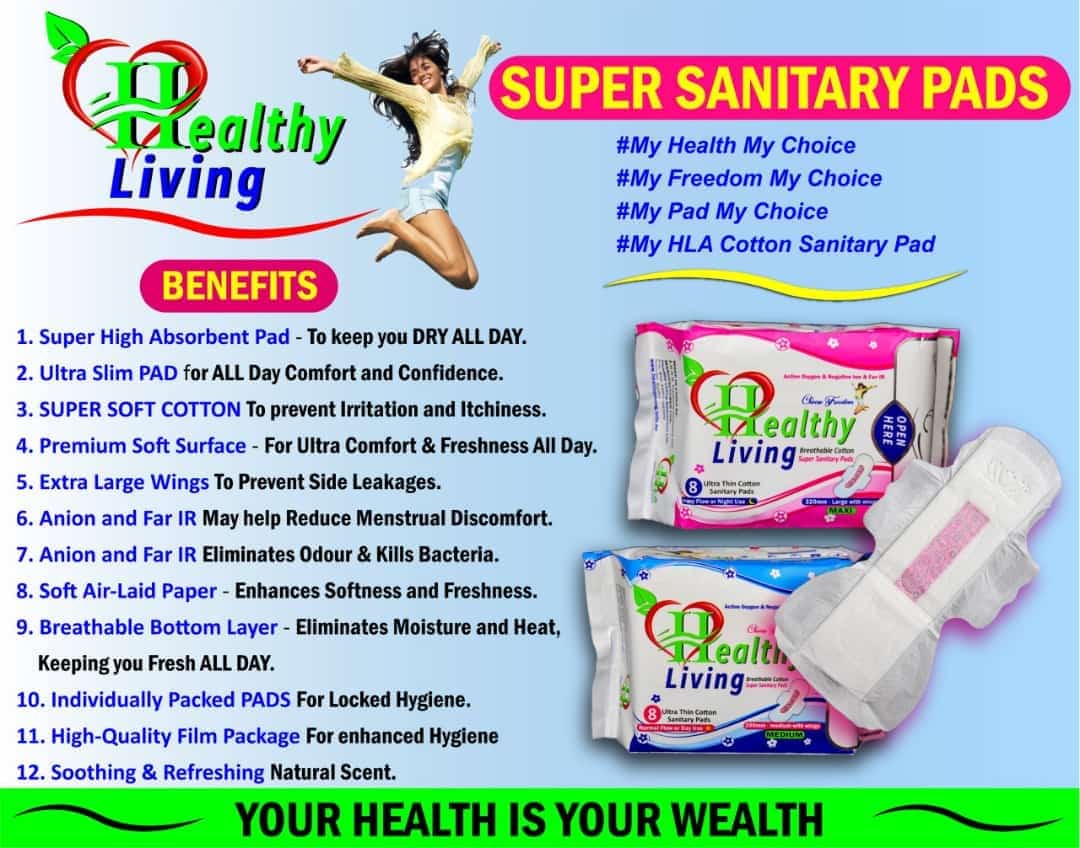 Healthy Living Ultra Thin Cotton Sanitary Pads (Medium with Wings, 290mm)(8 pieces) - Image 3