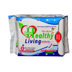 Healthy Living Ultra Thin Cotton Sanitary Pads (Medium with Wings, 290mm)(8 pieces)