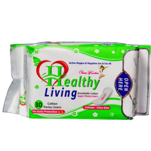 Healthy Living Breathable Cotton Super Panty Liners (30 Pack)