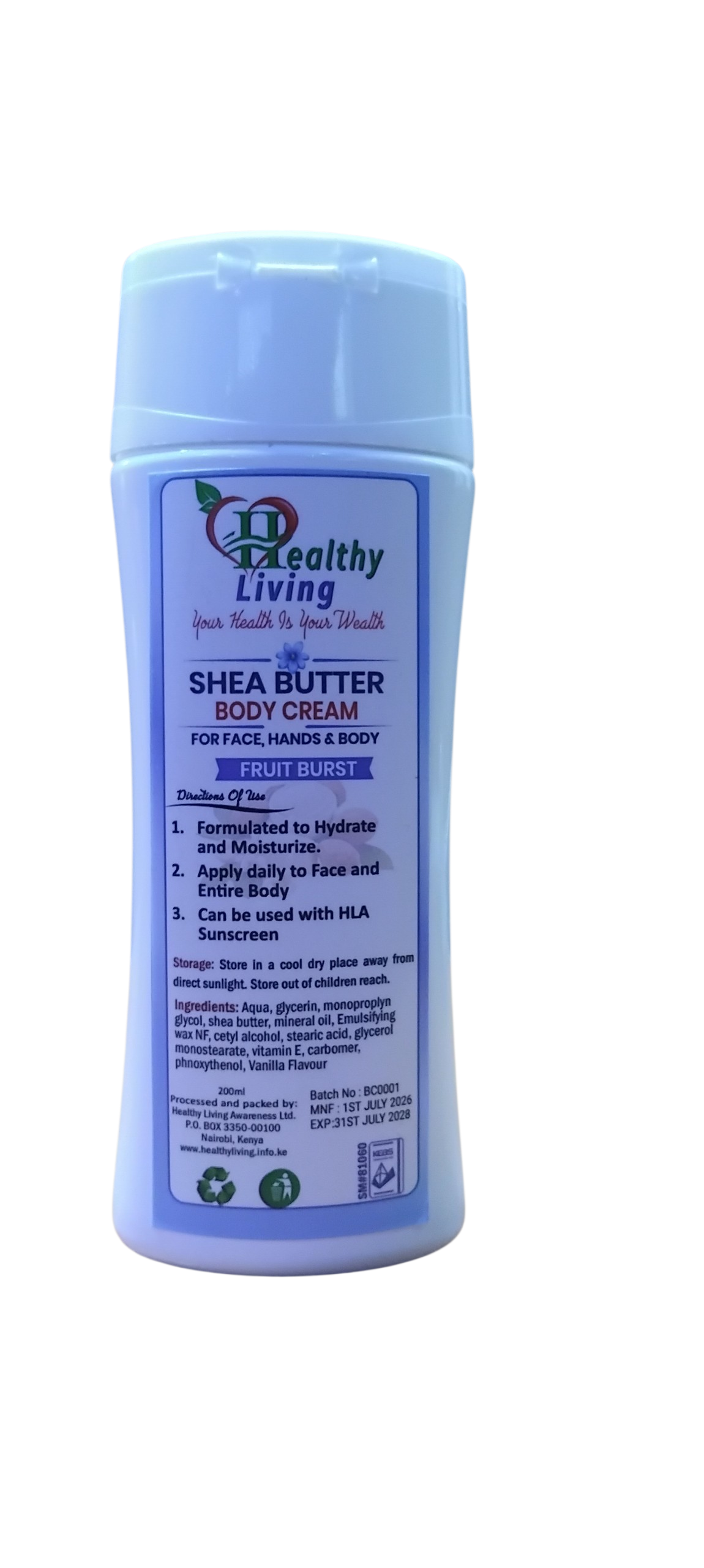 Healthy Living Shea Butter Body Cream in Fruit Burst.(200ml)